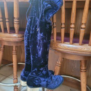 Blue Velvet Shoe Dazzle Knee High (Over the Knee) Boots